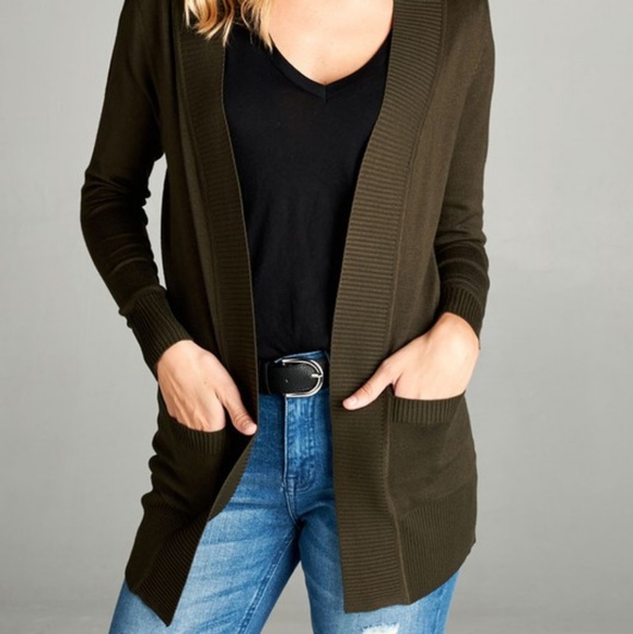 Sweaters - Olive Essential Cardigan